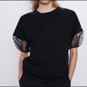 Zara short sleeve organza top